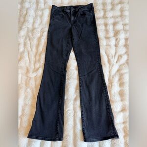 American Eagle Outfitters Black Washed Stretch Kick Boot Jeans 8 Long